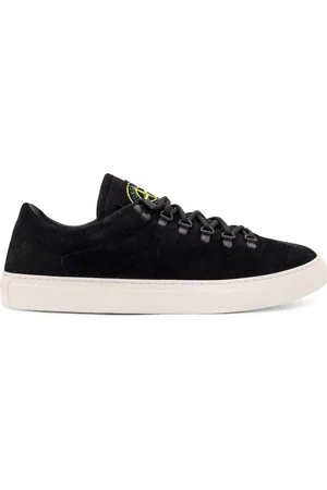 Stone Island Buty, Mężczyzna, Czarny, 44 EU, Zamsz, Zamszowe sneakersy sznurowane z niską cholewką