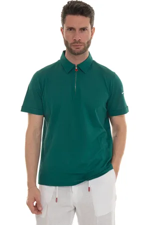 Kiton Koszulki, Mężczyzna, Zielony, M, Bawełna, Polo Shirt z Krótkim Zamkiem