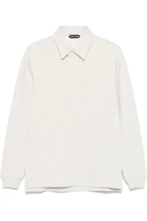 Tom Ford Koszulki, Mężczyzna, Szary, L, Bawełna, Szara koszulka polo z długim rękawem