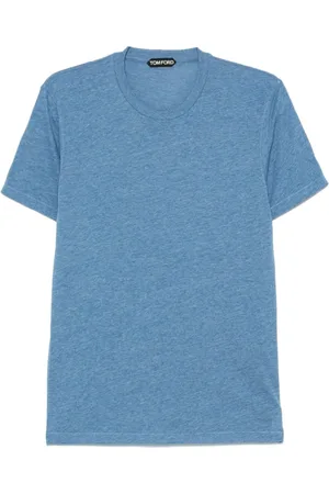 Tom Ford Koszulki, Mężczyzna, Niebieski, M, Bawełna, T-shirt z efektem melanżu