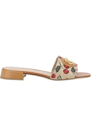 VALENTINO GARAVANI Buty, Kobieta, Wielobarwność, 40 EU, Len, Wiśniowe Sandały z VLogo