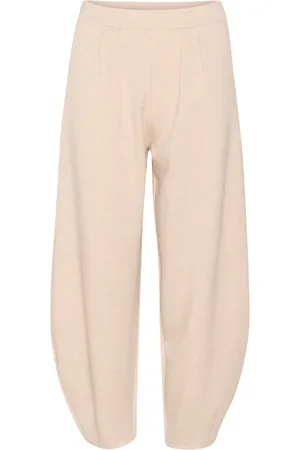 INWEAR Spodnie, Kobieta, Beżowy, M, Poliester, Luźne Spodnie Vanilla Melange