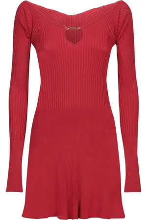 Jacquemus Sukienki, Kobieta, Czerwony, S, Poliester, Czerwona Prążkowana Sukienka Mini Aw 24
