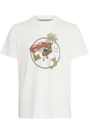 Blend Koszulki, Mężczyzna, Biały, XL, Len, Męski T-shirt z nadrukiem