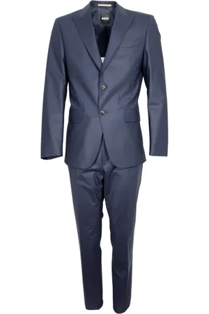HUGO BOSS Garnitury, Mężczyzna, Niebieski, 2XL, Wełna, Elegancki Garniturowy Slim Fit z Mikrowzorem w Kolorze Niebieskim