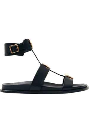 ALOHAS Buty, Kobieta, Czarny, 39 EU, Clarisa Czarne Skórzane Sandały