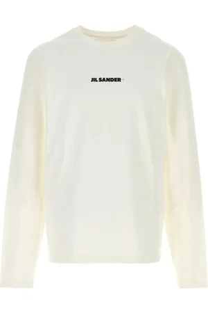 Jil Sander Koszulki, Mężczyzna, Biały, M, Bawełna, Koszulka z długim rękawem i okrągłym dekoltem