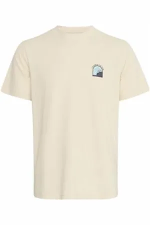 Blend Koszulki, Mężczyzna, Beżowy, M, Len, Męski T-shirt z nadrukiem