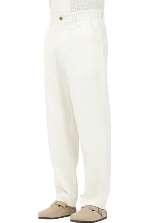 SELECTED Spodnie, Mężczyzna, Biały, W29, Nylon, Nowoczesne Spodnie z Szerokimi Nogawkami z Bawełny