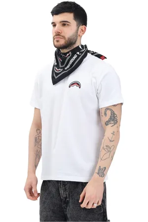Sprayground Koszulki, Mężczyzna, Biały, M, Biała koszulka z krótkim rękawem z logo rekina