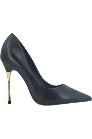 CARRANO Buty, Kobieta, Czarny, 37 EU, Skórzane décolleté z piętą z metalu w złotym wykończeniu