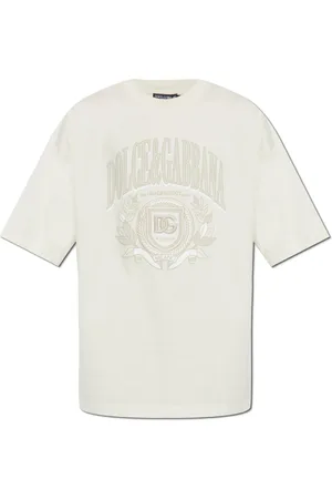 Dolce & Gabbana Koszulki, Mężczyzna, Beżowy, L, T-shirt z logo
