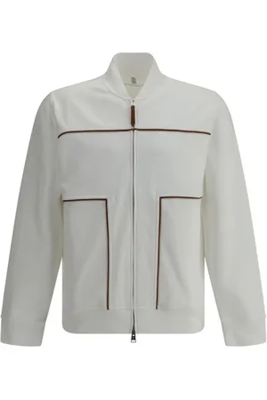 Brunello Cucinelli Bluzy, Mężczyzna, Biały, M, Bluza z kontrastowymi detalami