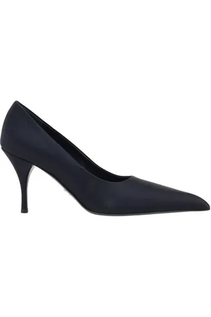 Prada Buty, Kobieta, Czarny, 37 1/2 EU, Satin Stiletto Heel Obcasy z Logoed Wkładką