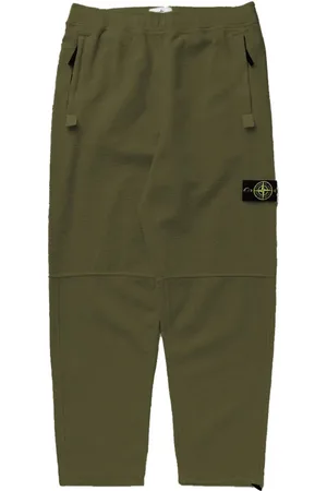 Stone Island Spodnie, Mężczyzna, Zielony, M, Zielone Bawełniane Spodnie z Zamkiem