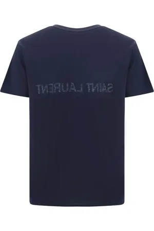 Saint Laurent Koszulki, Mężczyzna, Niebieski, S, Monogramowa Koszulka z Bawełny, Regular Fit