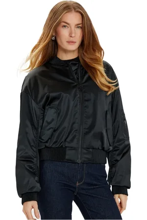 Guess Kurtki, Kobieta, Czarny, M, Poliester, Aurore Regular Fit Bomber Jacket