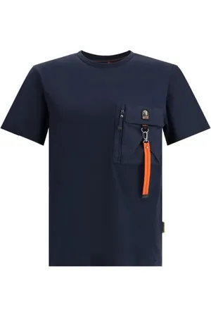 Parajumpers Koszulki, Mężczyzna, Niebieski, S, Bawełna, Mojave Ribbed Pocket Tee