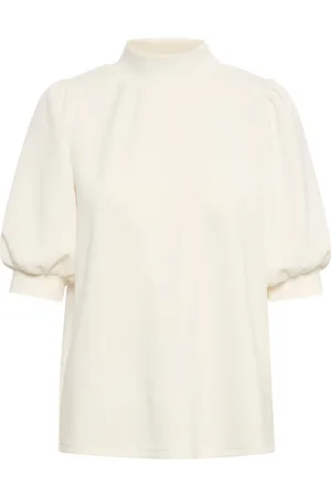 My Essential Wardrobe Bluzki, Kobieta, Beżowy, 2XL, Puff Blouse Snow White