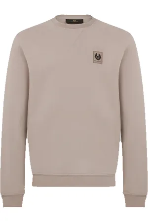 Belstaff Bluzy, Mężczyzna, Beżowy, M, Bawełna, Kamienno-beżowy Sweter z logo