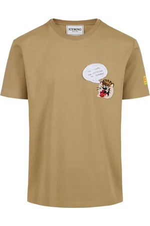 Iceberg Koszulki, Mężczyzna, Beżowy, 2XL, Klasyczny T-shirt w kolorze błota z regularnym krojem z bawełnianej dzianiny