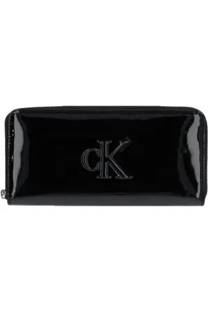 Calvin Klein Akcesoria, Kobieta, Czarny, ONE SIZE, Portfel o dużej pojemności z lakierowanym wykończeniem