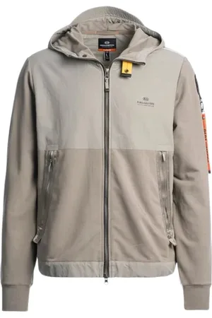 Parajumpers Kurtki, Mężczyzna, Szary, M, Nylon, Trident Bluza z kapturem i zamkiem błyskawicznym