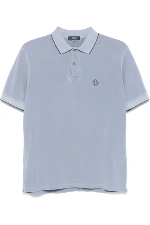 HERNO Koszulki, Mężczyzna, Niebieski, M, Niebieski Polo z Krótkimi Rękawami