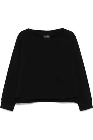 Emporio Armani Koszulki, Kobieta, Czarny, XL, Czarny Sweter z Okrągłym Dekoltem
