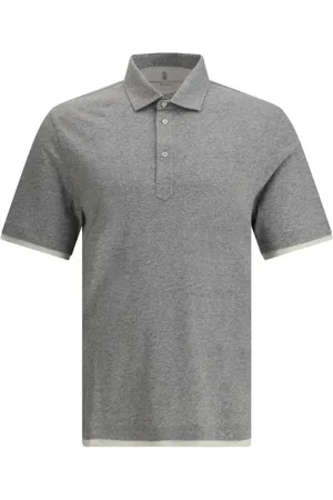 Brunello Cucinelli Koszulki, Mężczyzna, Szary, XL, Elegancka Koszulka Polo z Nowoczesnymi Szczegółami