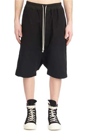 Rick Owens Szorty, Mężczyzna, Czarny, S, Czarne Bermudy z Podwiązką