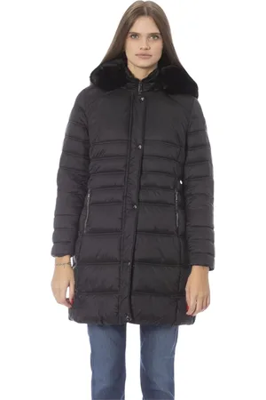 BALDININI Płaszcze, Kobieta, Czarny, 3XL, Długa Kurtka Puchowa z Monogramem