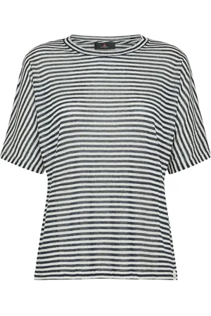 Peuterey Koszulki, Kobieta, Biały, L, T-shirt w paski z kimono
