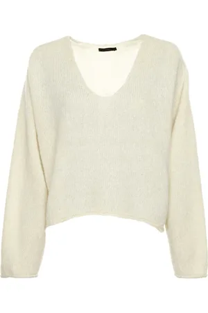 Drykorn Swetry, Kobieta, Biały, L, Sweter z alpaki w kroju cropped