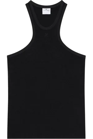 Courrèges Koszulki, Mężczyzna, Czarny, S, Czarny Logo Patch Halterneck Racerback Top