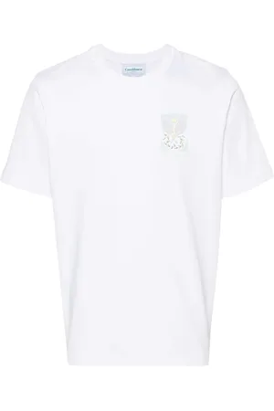 Casablanca Koszulki, Mężczyzna, Biały, 2XL, Bawełna, Koszulka z okrągłym dekoltem i nadrukiem logo