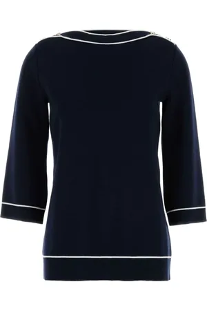 Gucci Swetry, Kobieta, Niebieski, M, Niebieski Sweter z Guzikami z Logo