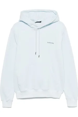 Lanvin Bluzy, Mężczyzna, Niebieski, M, Niebieski Sweter z Kapturem i Haftem