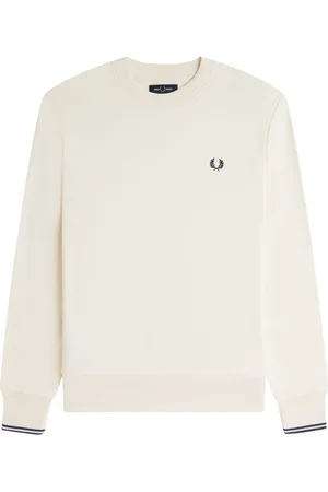Fred Perry Swetry, Mężczyzna, Beżowy, M, Klasyczny Sweter z Okrągłym Dekoltem