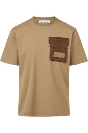 Iceberg Koszulki, Mężczyzna, Beżowy, XL, Brązowy regular-fit T-shirt z barwionego bawełnianego dżerseju