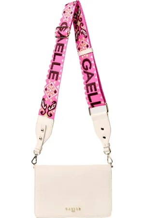 GAËLLE Torebki, Kobieta, Beżowy, ONE SIZE, Mini Torba na Ramię z Metalowym Logo i Paskiem Jacquard
