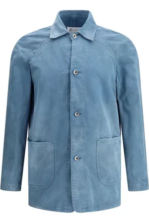 Maison Margiela Koszule, Mężczyzna, Niebieski, M, Denim, Kurtka dżinsowa z klasycznym kołnierzem