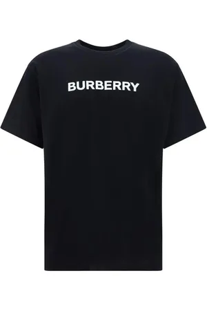 Burberry Koszulki, Mężczyzna, Czarny, L, Bawełna, Ikoniczny Monogram Crew Neck Bawełniany T-shirt