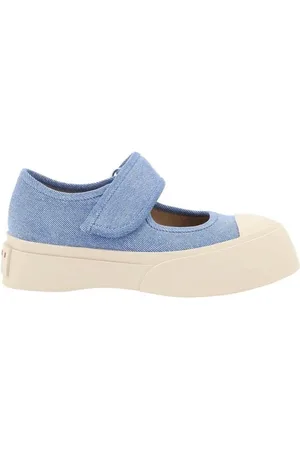 Marni Buty, Kobieta, Niebieski, 37 EU, Denim, Denim Strap Sneakers z Wzmocnionym Nosem
