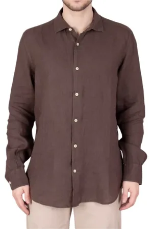 MC2 SAINT BARTH Koszule, Mężczyzna, brązowy, M, Len, Zielona Koszula Slim Fit z Guzikami