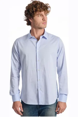 BALDININI Koszule, Mężczyzna, Niebieski, 2XL, Lekki Bawełniany Męski Shirt