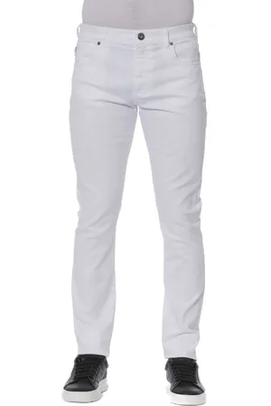 Trussardi Jeansy, Mężczyzna, Biały, W34, Bawełna, Eleganckie białe jeansy z mieszanki bawełny