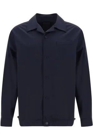 Givenchy Kurtki, Mężczyzna, Niebieski, M, Monochromatyczna wełniana koszula z kubańskim kołnierzem