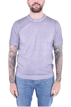 KANGRA CASHMERE Koszulki, Mężczyzna, Szary, S, Bawełniany T-shirt z okrągłym dekoltem