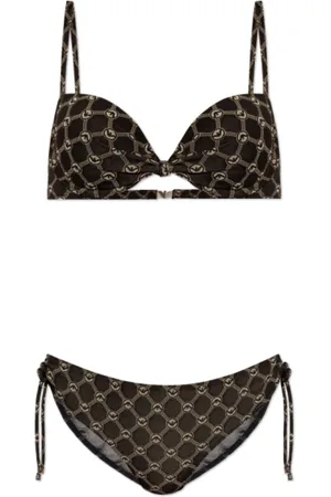 Emporio Armani Stroje kąpielowe, Kobieta, Czarny, M, Poliester, Biustonosz i figi od bikini z logo i wyściółką